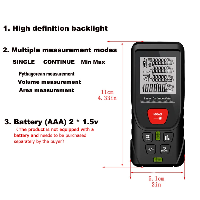 Laser Distance Meter 50M/100M/120M/150M/200M Digital Tape Measure Precision Rangefinder With Distance/area/volume - Image 4