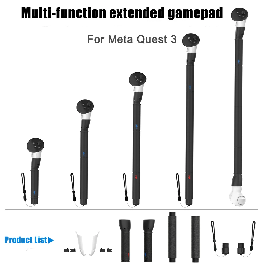

Handle Extension Grips For Meta Quest 3 VR Glasses 4 segments with multiple assembly methods Long Stick Dual Handle Attachment