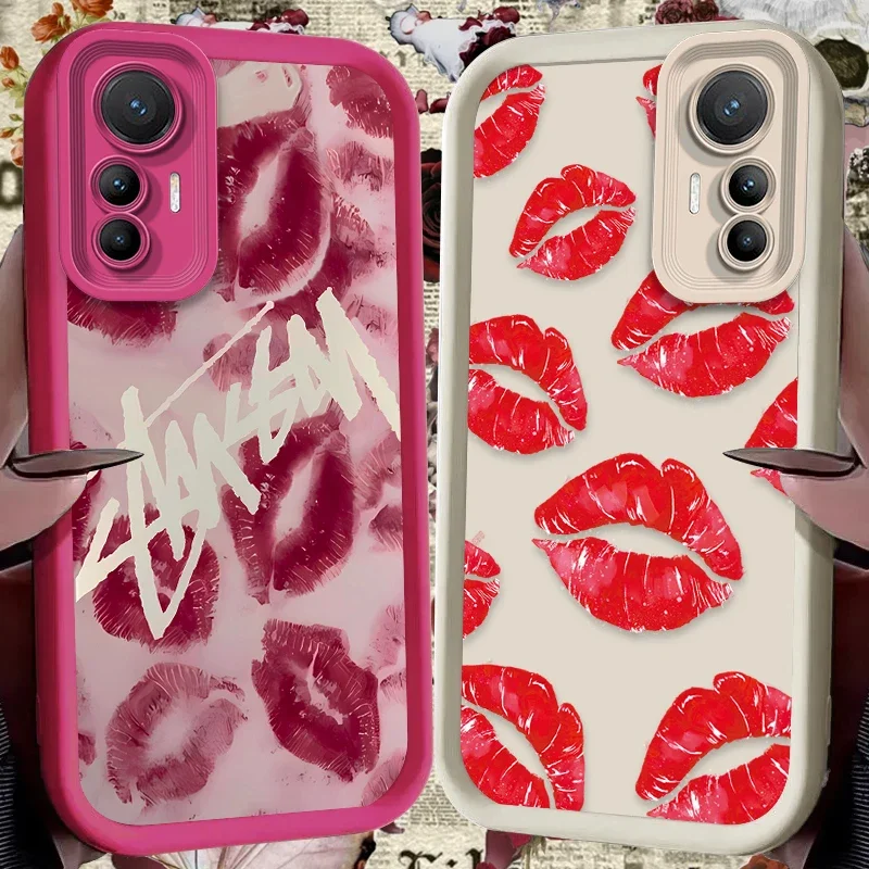 Sexy Red Lips Print Case for Xiaomi 14T 13T 12T 11T 13 12 11 Lite 5G NE POCO X6 X5 F6 F5 F3 X4 GT X3 NFC M5S C65 M6 Pro 4G Cover