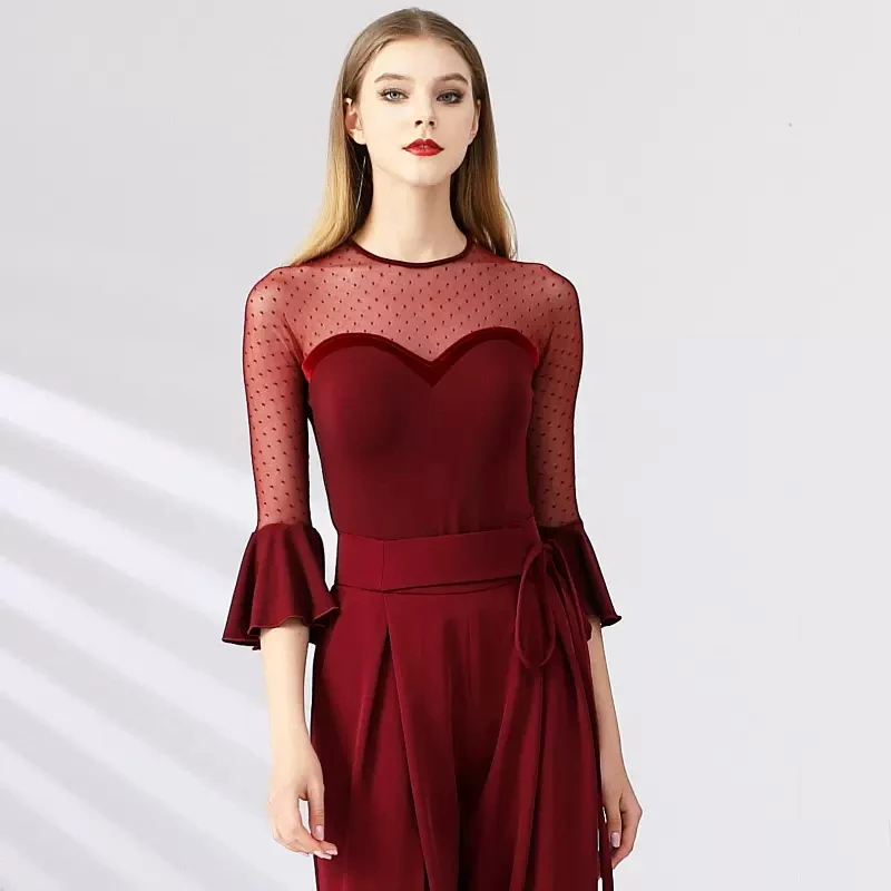 Moderner Rock mit Trompetenärmeln, Gesellschaftstanz, Walzer, Gesellschaftstanz, Übungskostüm