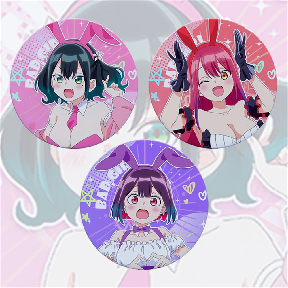 58mm Anime BAD GIRL Yuu Gyuu Mizuki Oshio Rura Rurara COSTUME Cosplay Distintivo Pin SPTE Spilla in banda stagnata Prop