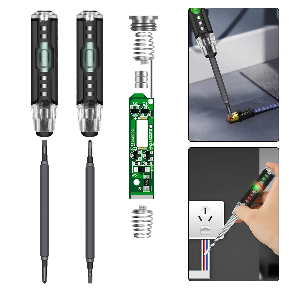 Electrician Circuit Test Pen with Insulated Handle Live Neutral Wire Identification and Cross Double Screwdriver 165mm