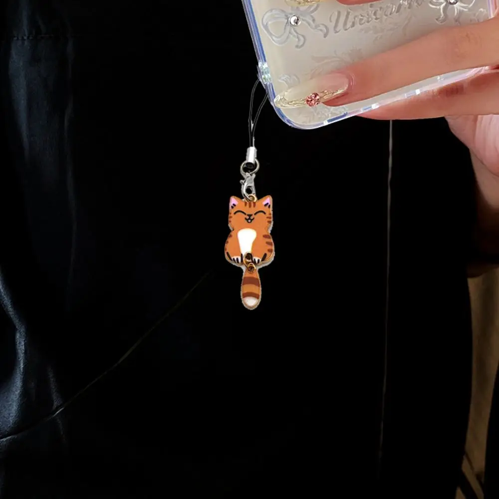 Kitten Pendant Cat Phone Strap Wag Tail Anti Lost Y2K Phone Charm Key Ring Keychain Phone Lanyard Backpack Ornament