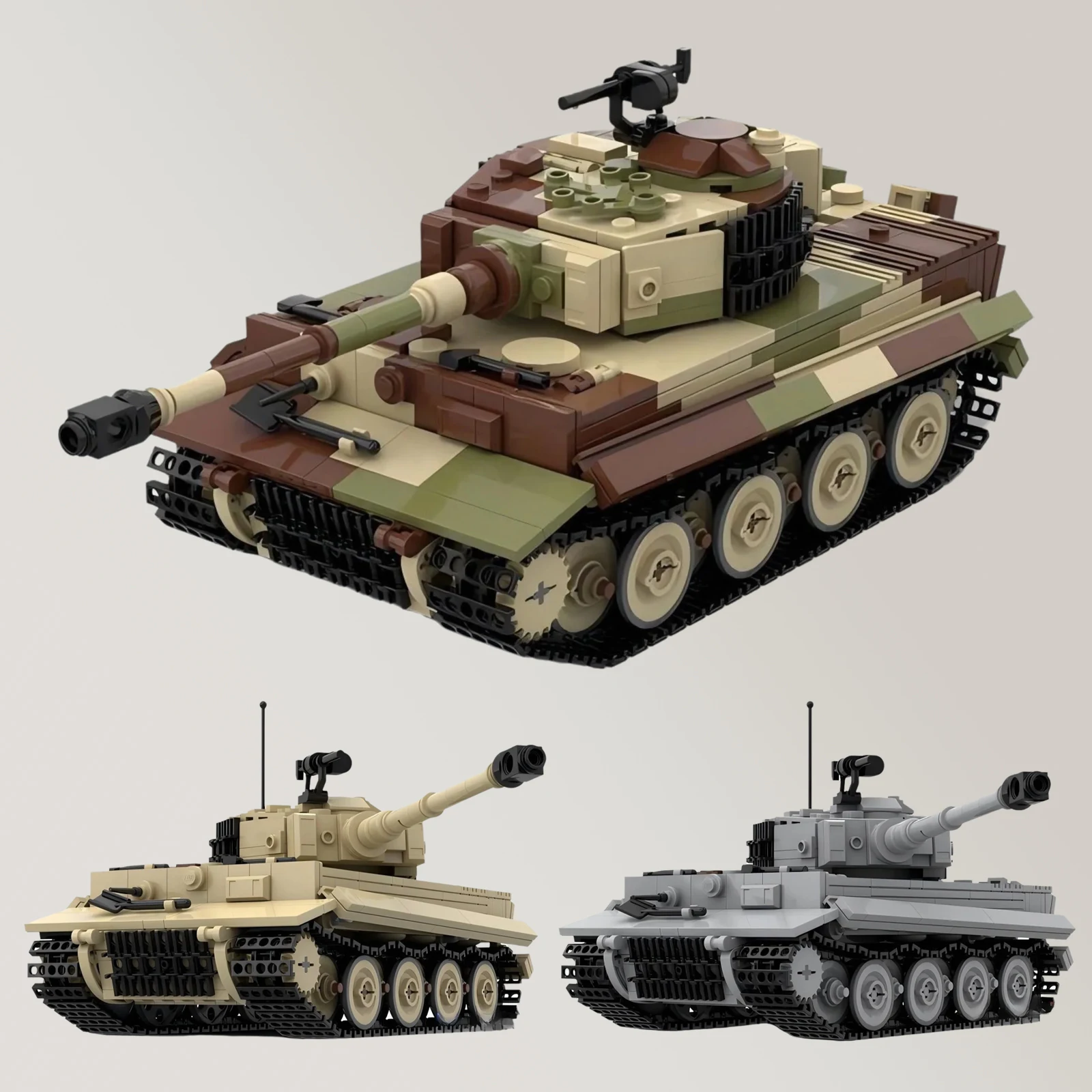 MOC Military Series  Tiger E German Tank Artillery Armored Vehicle Building Blocks Model DIY Children's Toys Birthday Gift