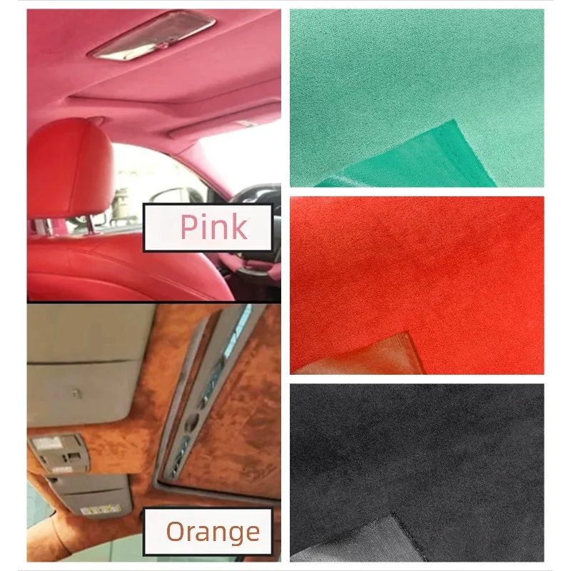 

Four-sided Elastic Self-adhesive Suede Fabric By The Meter for Car Interior Seat Decoration DIY Sewing Upholstery Cloth Orange