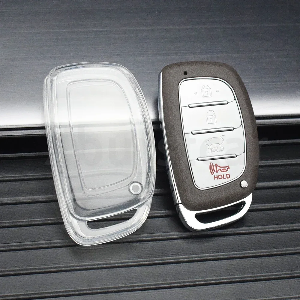 3 4 Buttons Transparent TPU For Hyundai Tucson Santa Fe Rena Sonata Elantra Creta Ix35 Ix45 I10 I30 I40 Car Smart Key Case Cover