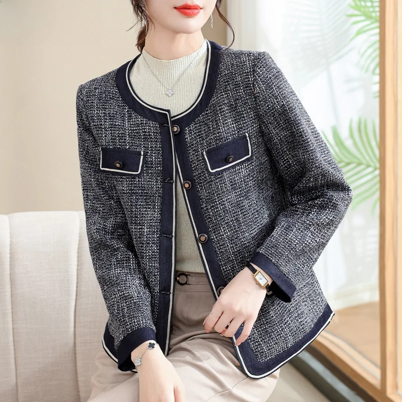 

Модная короткая весенняя куртка для женщин среднего возраста, черная, в корейском стиле, устойчивая к непогоде