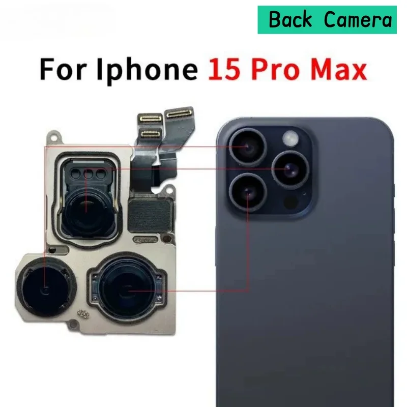 Cámara trasera auténtica para iPhone 11, 12, 13, 16 Pro Max, cámara trasera 12 Mini 14 15 Plus, piezas de lente principal trasera, Cable flexible, piezas de cámara