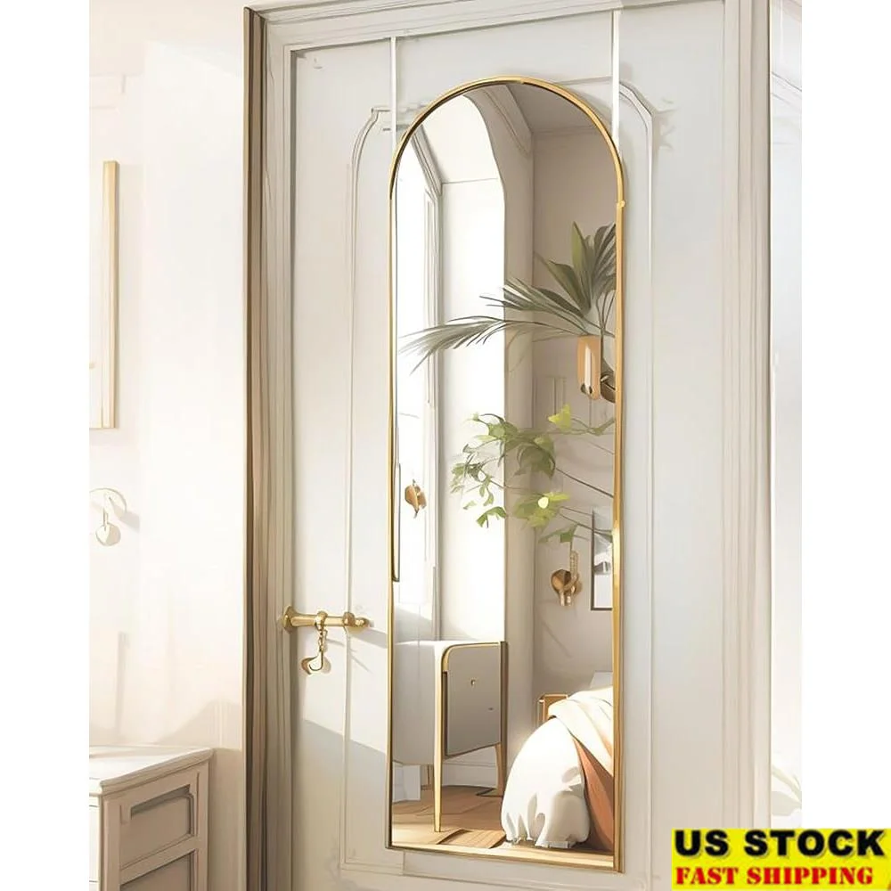 

Over The Door Full Length Mirror Hanging Arched Vertical Wall Mirror Tempered Glass Aluminum Frame Home Decor Safety Gift