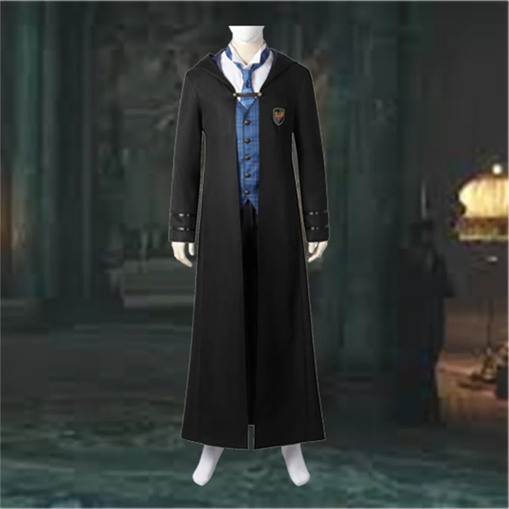 

Magic College Cosplay Black Blue Eagle Academy Uniform Magic Cloak Shirt Skirt Socks Vest Tie Halloween Suit for Men