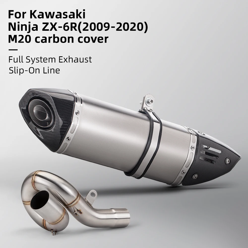 

Motorcycle Exhaust Escape System Roundabout Middle Link Pipe with Carbon Cover Muffler Slip on For Kawasaki Ninja ZX-6R