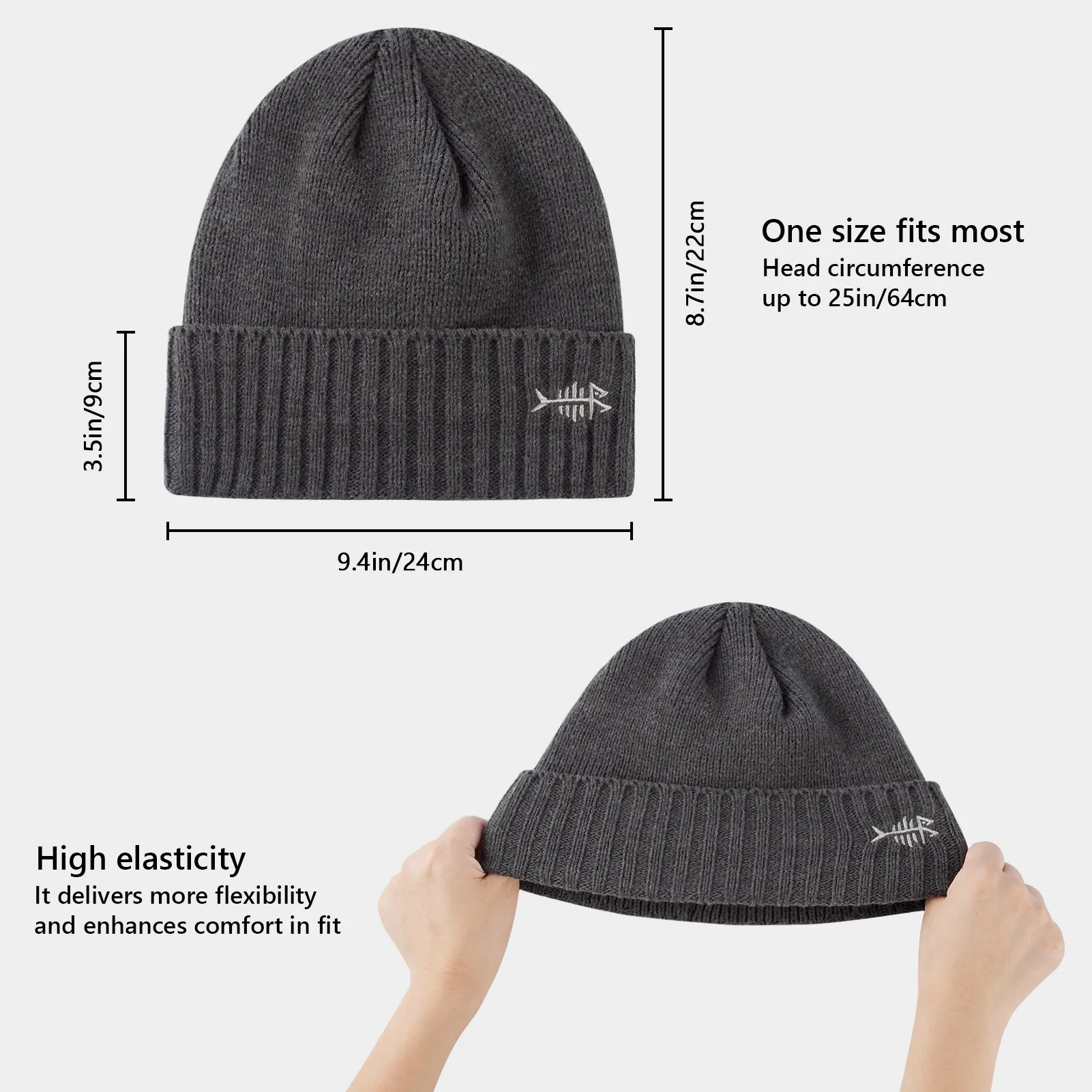 BASSDASH czapki zimowe typu Beanie z podszycie polarowe grubą ciepłą dla mężczyzn kobiet rozciągliwa dopasowana czapka z dzianiny Unisex