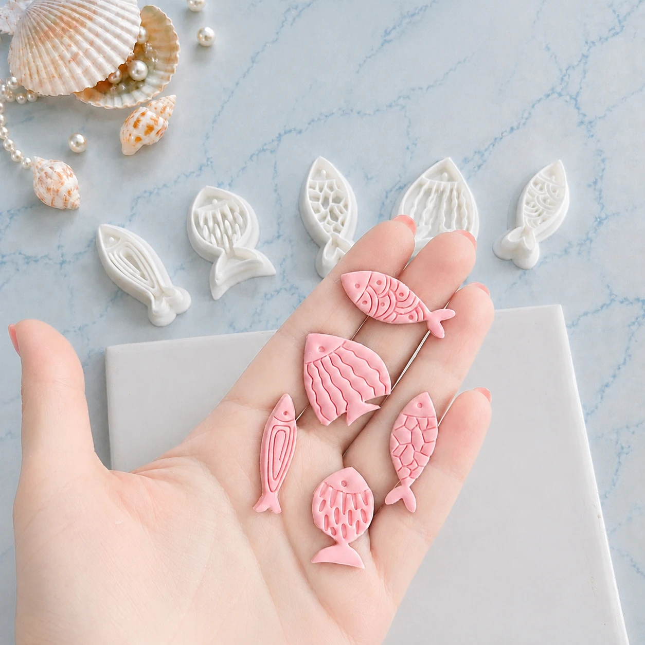 1 Stück Ohrring-Herstellungsform, Kreative Fisch-Serie, Weiche Keramik-Polymer-Clay-Schneider, Cartoon-Fischform, DIY Handgemachte Schmuckherstellung – Detail 5