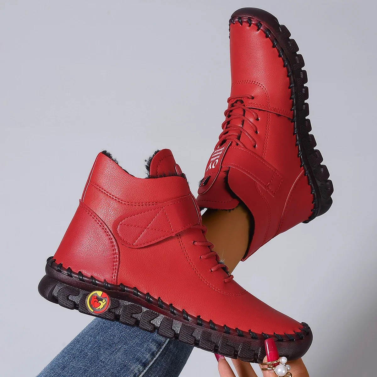 Women Boots 2025 New Comfortable Flat Ankle Boots Luxury Casual Thickened Warm Mom Shoes Fashion Handmade Cotton Shoes Women
