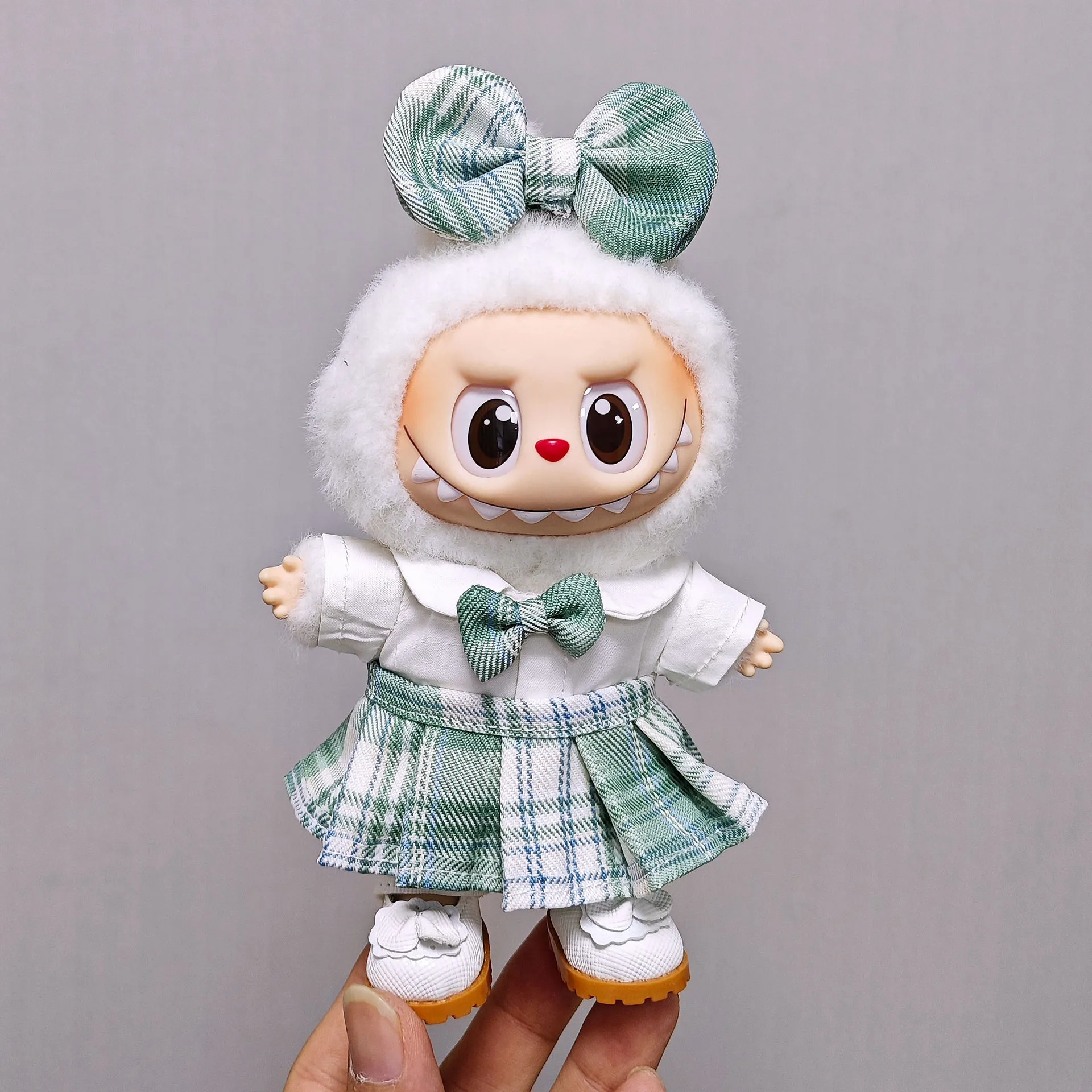 

For Labubu High-quality Kids' Clothing 15cm - 17cm Spring Sweet Strappy Dress 4-piece Set Labubu Universal Clothing