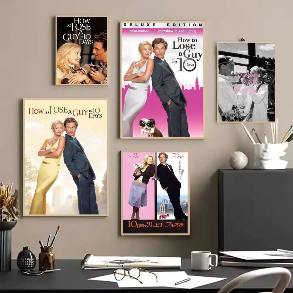 Witty Romantic H-How to Lose a Guy in 10 Days Rom-Com Vibe Poster Painting Wall Art for Living Room Home Gifts Decor Mural