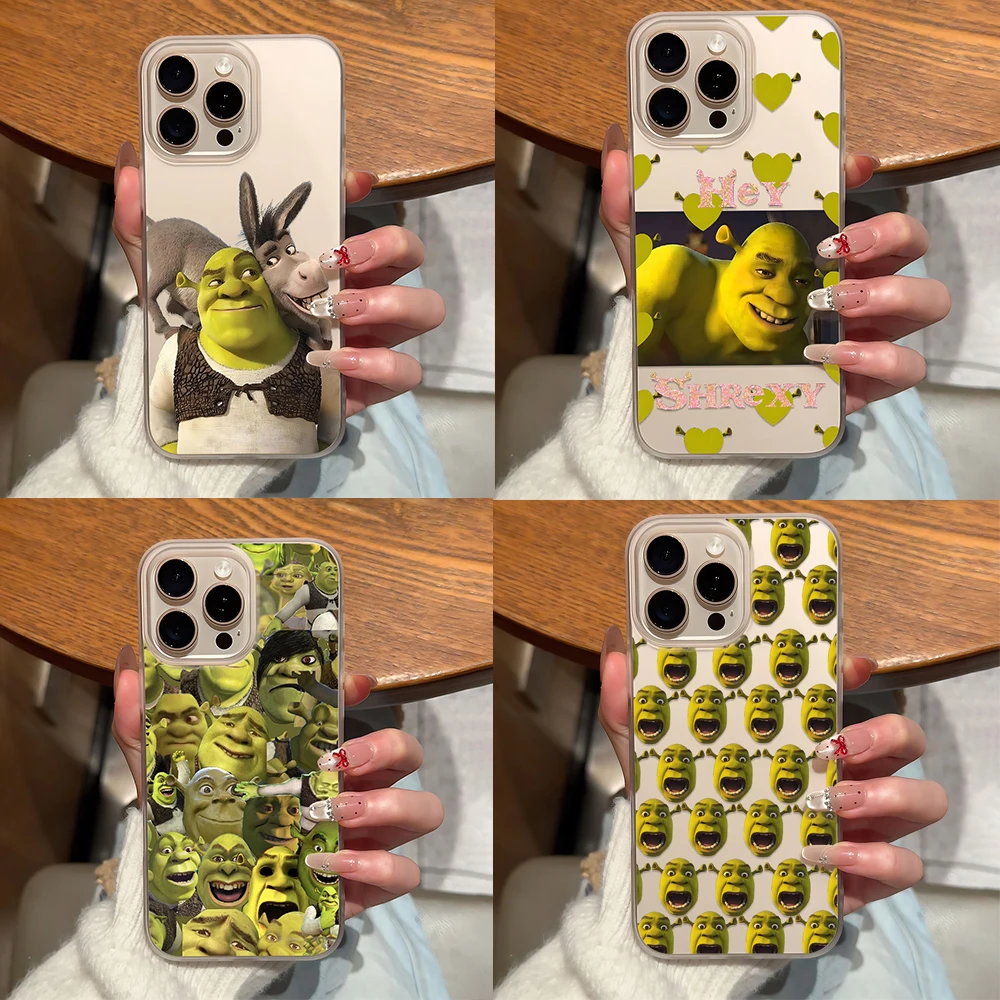 Cartoon S-Shreks Matte Transparent Clear Frosted Shockproof phone Case For iPhone 16 15 14 Plus 13 12 11 8 Pro X XR Max 7 8 Plus