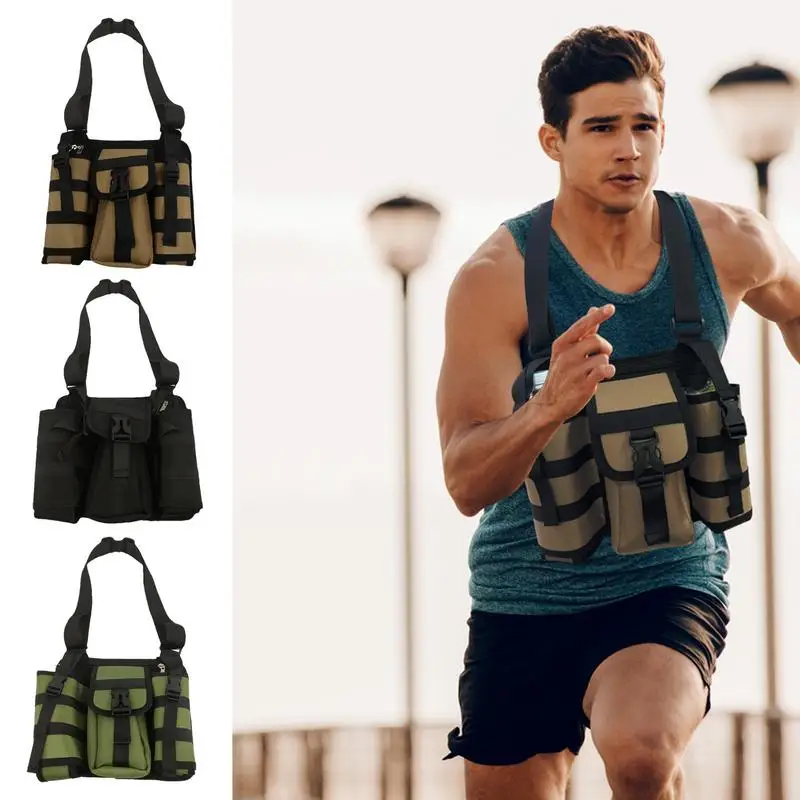 

Water Bottle Bag Sports Workout Shoulder Bag Multi Pocket Water Bottle Pouch Travel Hiking Shoulder Bag With Carabiners For