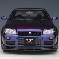 Metallic Nissan Skyline Gt-r R34 Die-casting 1:18 Scale Simulation Alloy Car Model Collection Static Display Fan Souvenirs Gift