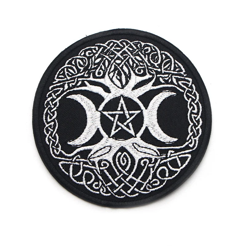 Sun Moon Patch Badge Tree of Life Round Cloth Stickers Clothing Accessories Embroidery Clothes DIY Accessories Ironing Patches