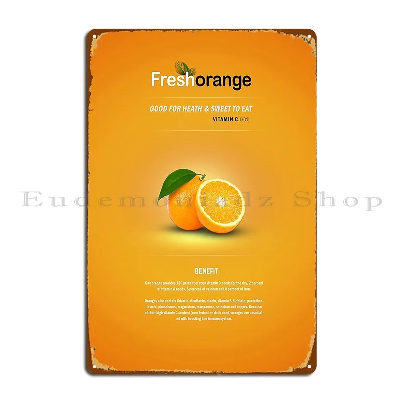 fresh orange poster minimalist Metal Plaque Poster Design Mural Kitchen Cave Wall Decor Tin Sign Poster