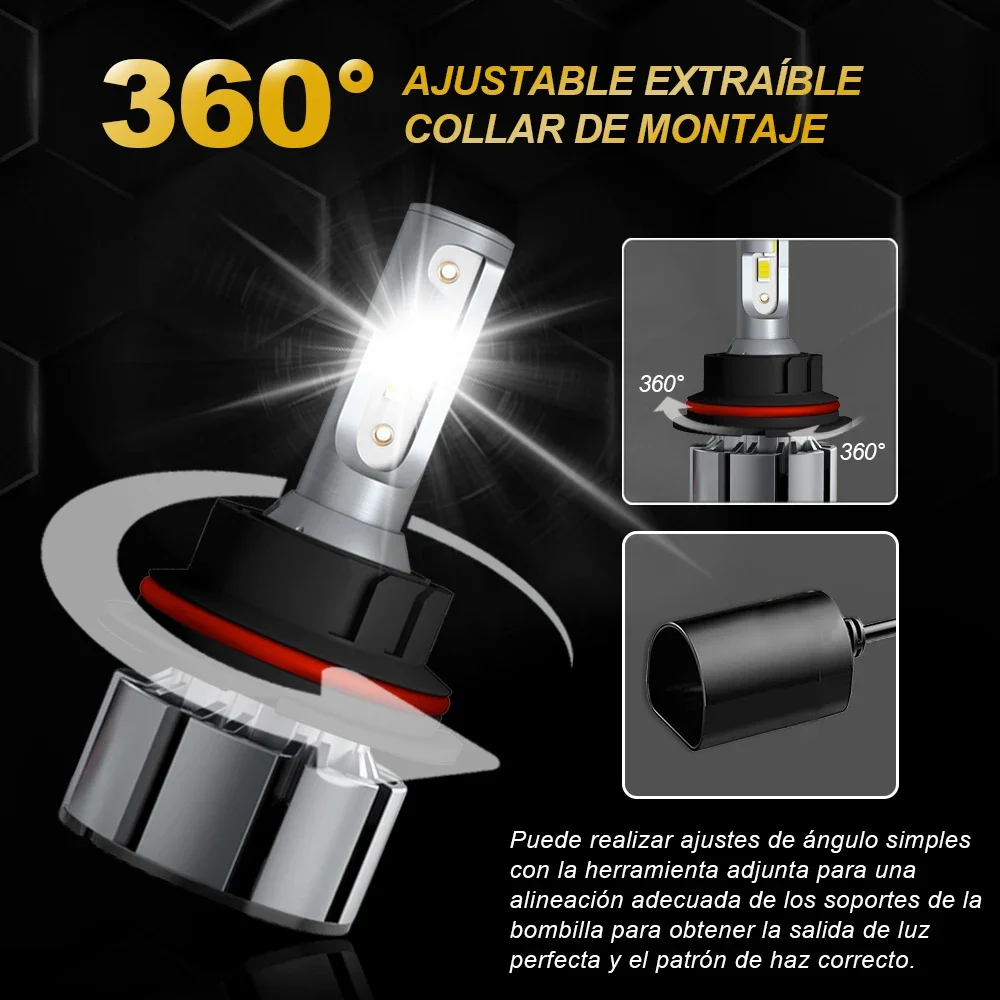 Super Bright LED Headlight Bulbs, 12V 80W 20000LM 6000K, Plug and Play, Mini Design, Canbus Supported