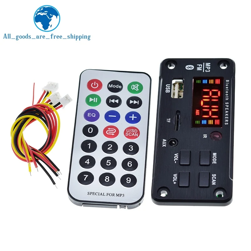 MP3 Decoder Board Color Screen Bluetooth V5.0 Car MP3 Player USB Recording Module FM AUX Radio For Speaker