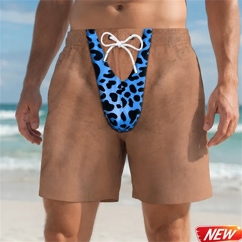 Lustige Badehose für Männer 3D-Druck Leopardenmuster Kunstleder Sommer Urlaub Strandshorts Hawaiianisches Reisegeschenk für Männer Surfbrettshorts – Detail 21