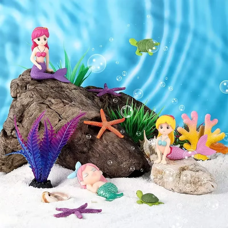 Mermaid Sculpture Mini Figurin - Fish Toy In Aquarium recension och pris