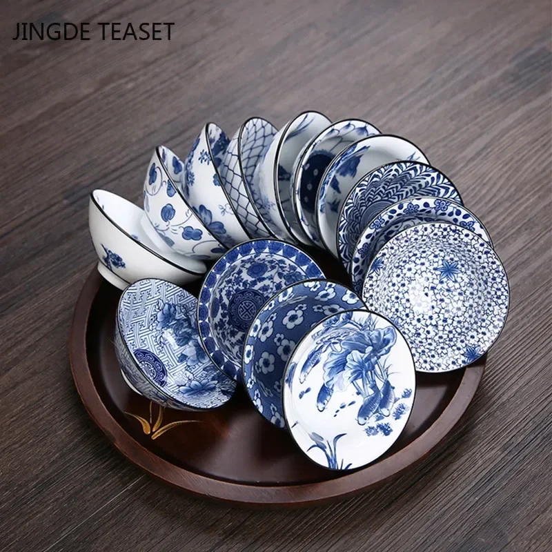 6 Pcs/lot Jingdezhen Hand Painted Blue and White Porcelain Teacup Boutique Ceramic Master Tea Bowl Handmade Tea Set Accessories