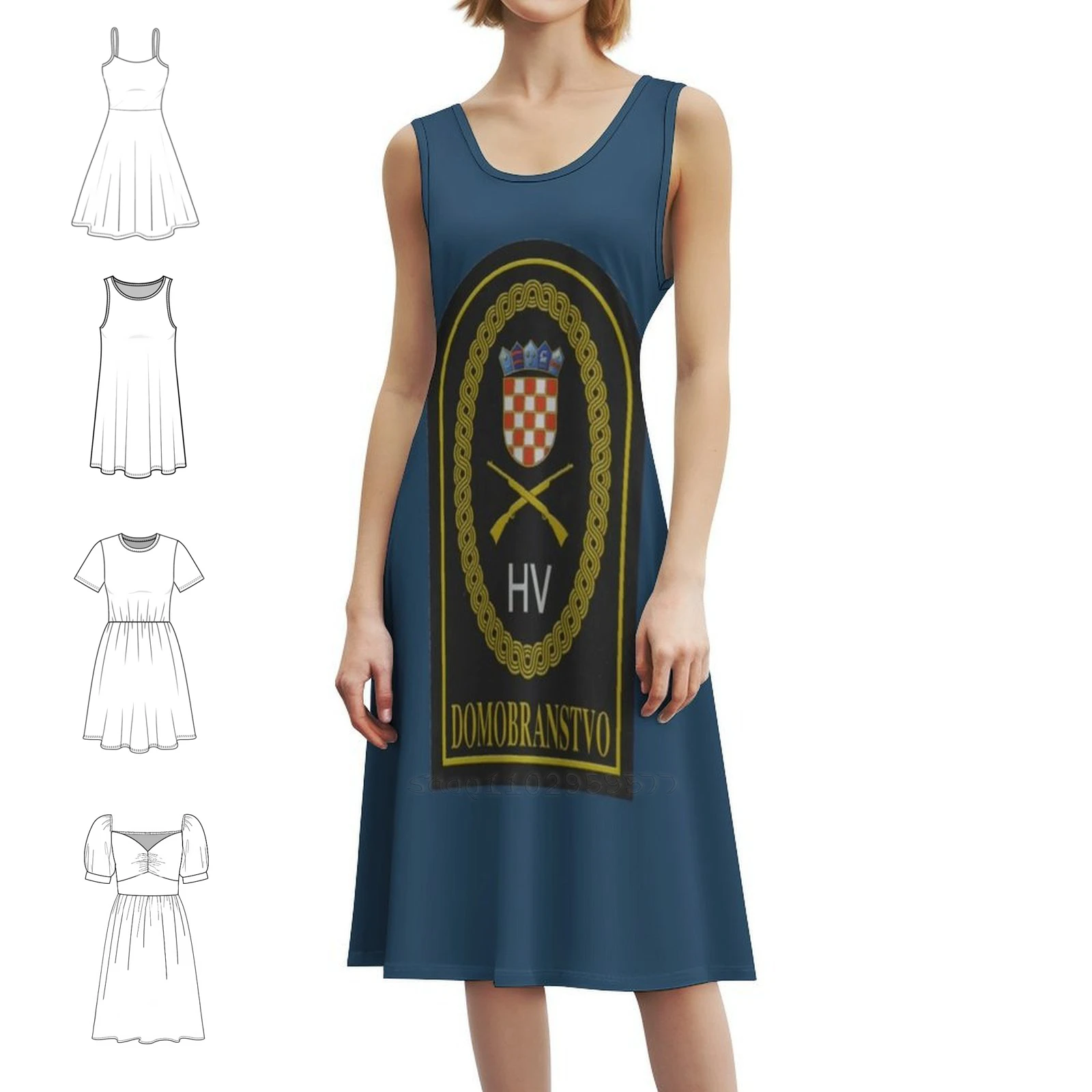 كرواتيا الكرواتية حارس المنزل Domobranstvo Domovinsko البوهيمي بلا أكمام فستان متعدد الطباعة شاطئ عطلة فستان الحفلات Zg #1