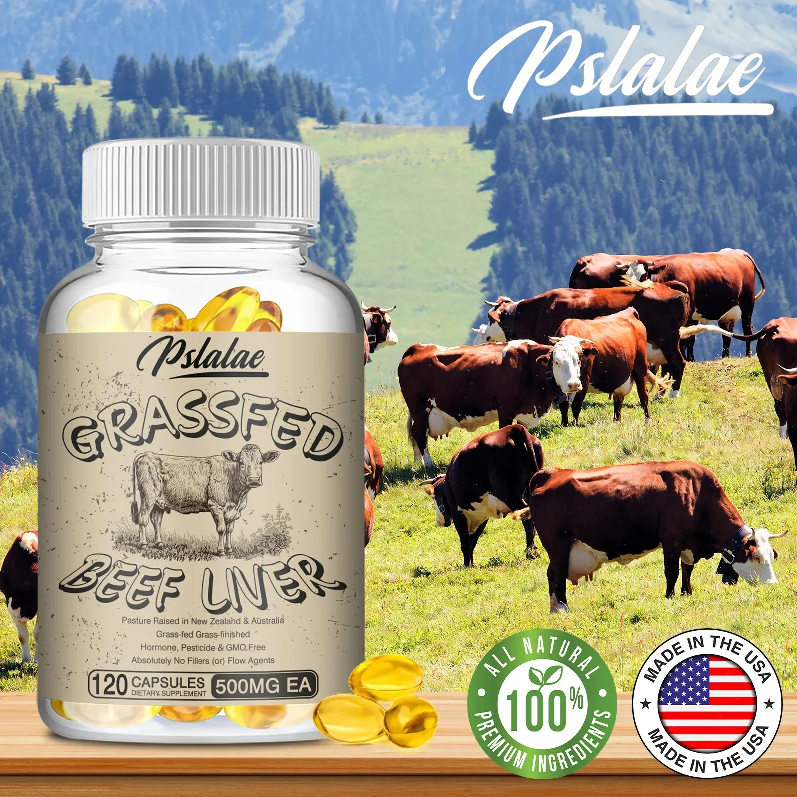 Grass Fed Beef Liver Capsules To Support Energy Production, Digestion, Immunity and General Health Health Supplement