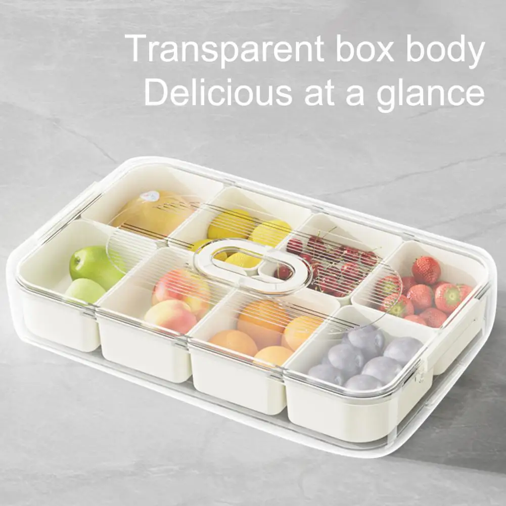 

Condiment Storage Box Fridge Storage Box with Transparent Lid Detachable 4/8 Grids for Food Preservation Ideal for Snacks Fruits