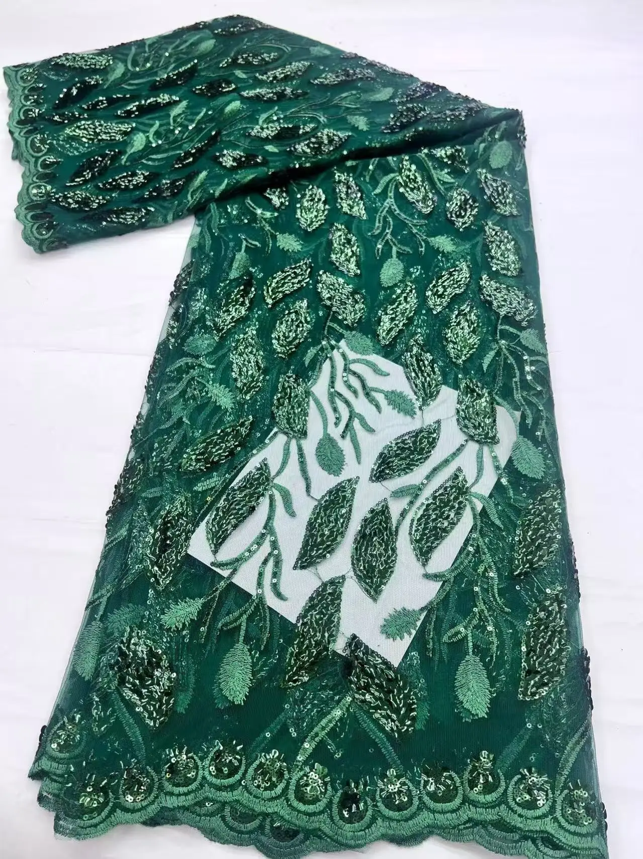 

African Net Lace French Mesh Lace Fabric with Sequins Latest Nigerian Embroidery Lace Dress for Women Wedding Party Sewing
