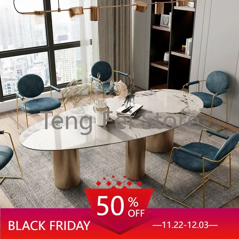 

Home Slate Dining Table Kitchen Chair Coffee Large Dining Table Marble Modern Living Room Luxury Mesas De Comedor Furniture WK