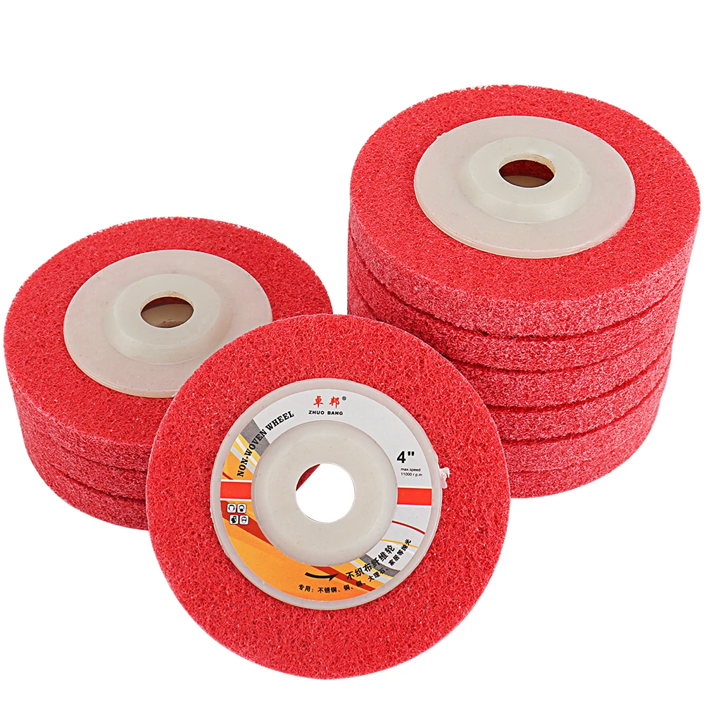 2 stücke 100mm Nylon Faser Rad Schleifen Pad Winkel Grinder Vlies Schleif Disc Für Metalle Holz Handwerk Polieren Cheaning – Detail 12