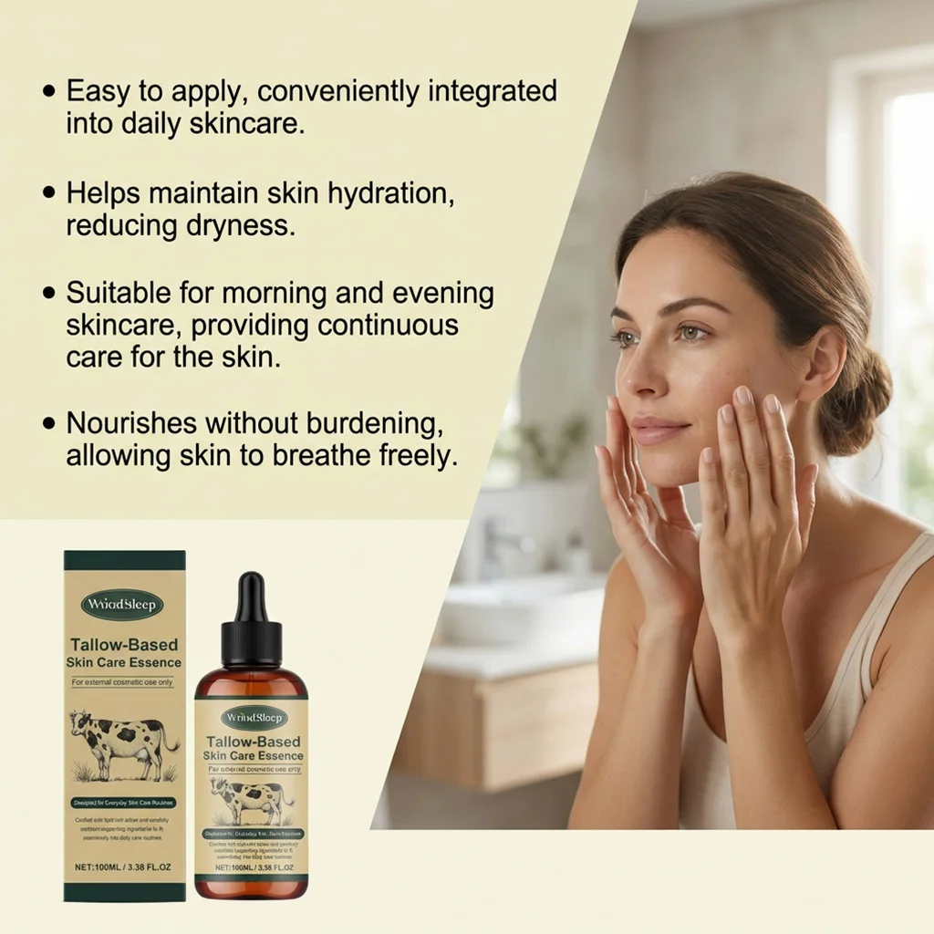 Beef Tallow Facial Serum Nourishing Face Care Essential Oil Anti-Dryness Skin Hydrating Essence Oil-Based Moisturizer Skincare