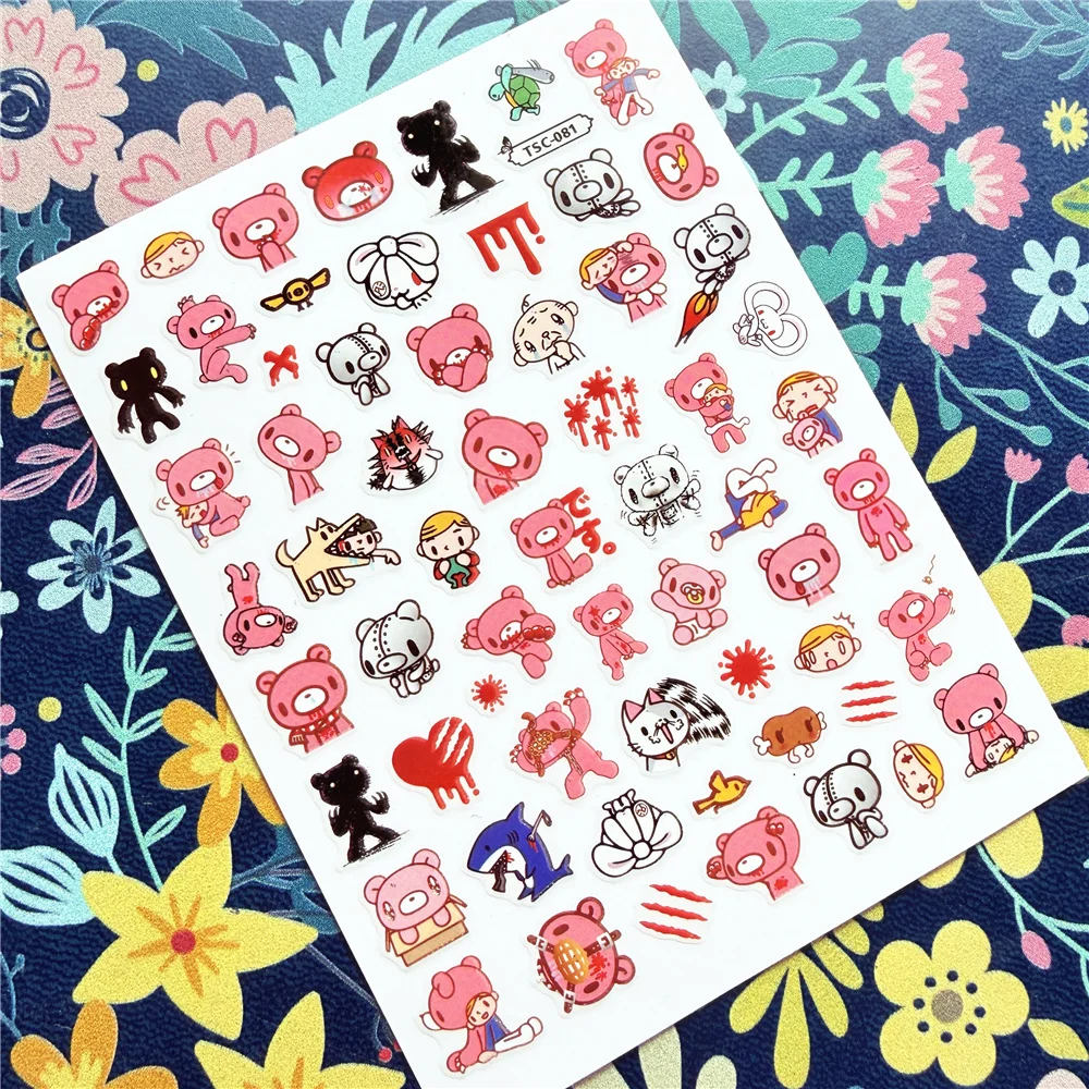 Newest TSC-081-172 Happy, sad, dancing series 3d nail art sticker nail decal stamping export japan designs rhinestones
