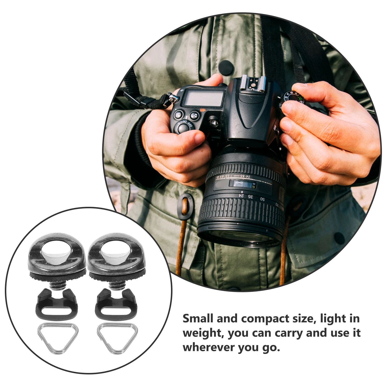 

1 Set Camera Strap Adapter Ring 1/4-20 Screw Triangle Hook Split Ring For Dslr Mirrorless Wrist Sling Shoulder Neck Waist Belt
