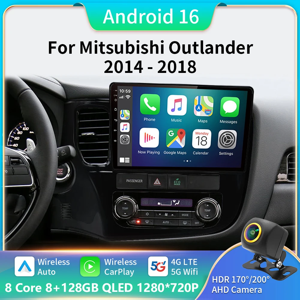 

Android 16 For Mitsubishi Outlander 3 GF0W GG0W 2012-2018 Stereo Car Radio Multimedia Video Player GPS AI Voice CarPlay BT 5G DV