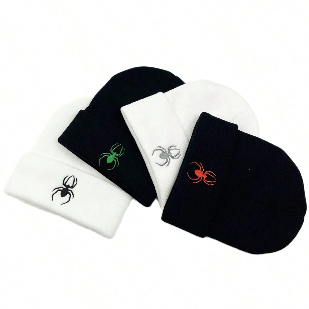 1PC New Spider Hats Women Men Knitted Beanie Cap Embroidered Cap Bonnet Skullies Cold Caps