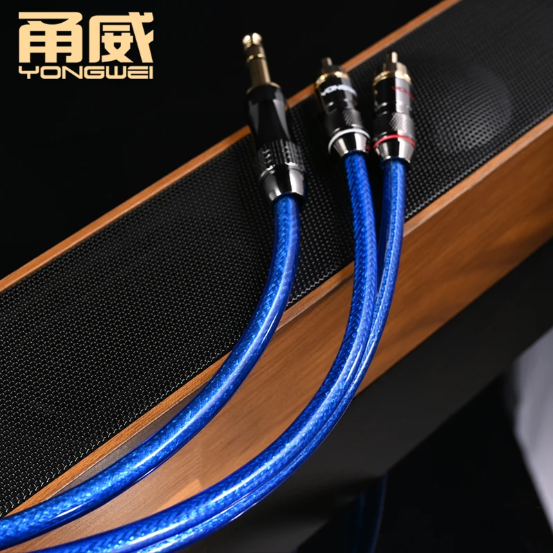 YONGWEI Aux 6.5 Jack to 2RCA Audio Cable for Microphone Power Amplifier Hi-end 6N gold plating 6.5mm to 2RCA Male to Male Cable