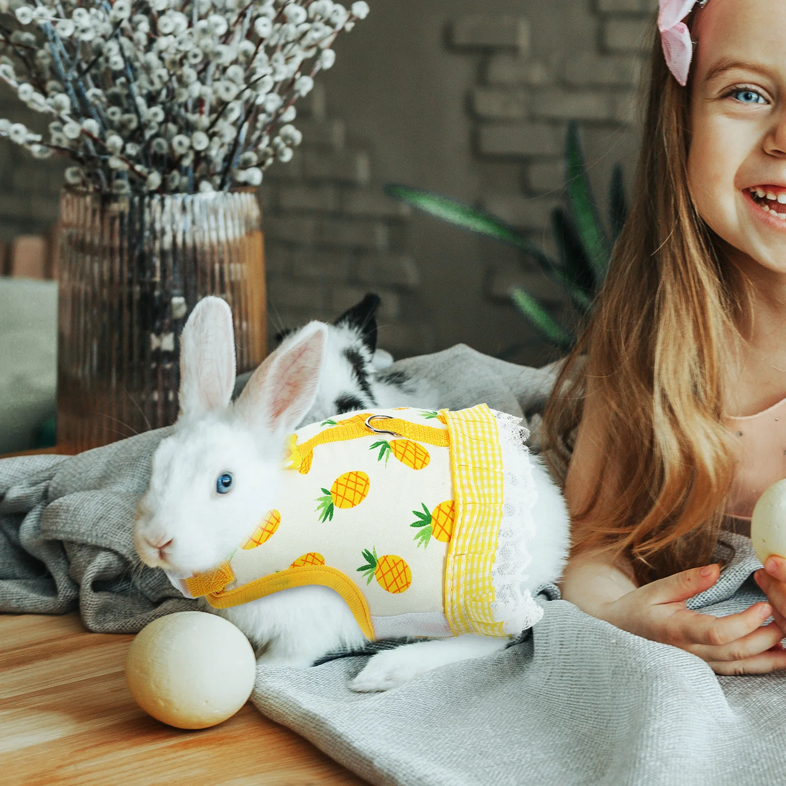 

Small Animal Harness Vest Leash Set Breathable Soft Pineapple Chest Harness Elastic Leash for Rabbits Guinea Pigs Small Pet