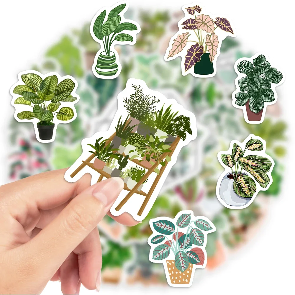 Cute Potted Green Bonsai Stickers  DIY Toy Gift  Decorative Graffiti Plant Decal for Phone Luggage Laptop Scrapbook Waterproof