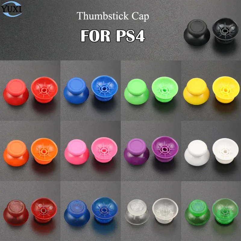 YuXi penutup grip Analog 3D 2 buah, untuk pengontrol PS4 DS4, pegangan topi stik Joystick Analog