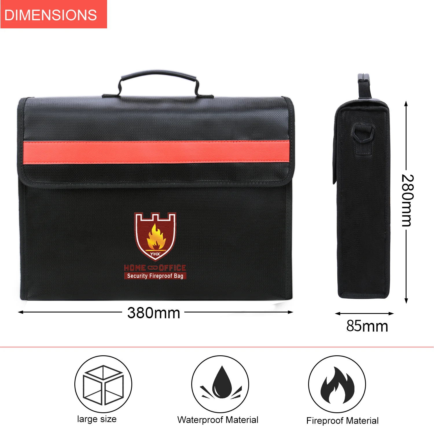 Fireproof Waterproof Document Bag Storage A4 Documents Contracts Literature Certificates Organizer Bag