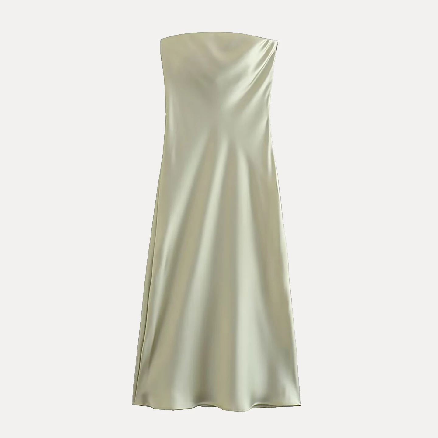 Sommer 2025, Faion-Seidensatin-Feeling, Damen-Sle-Strapl Dr, hohe Taille, A-Linien-Rock, lang, Dr, lässige Farbe