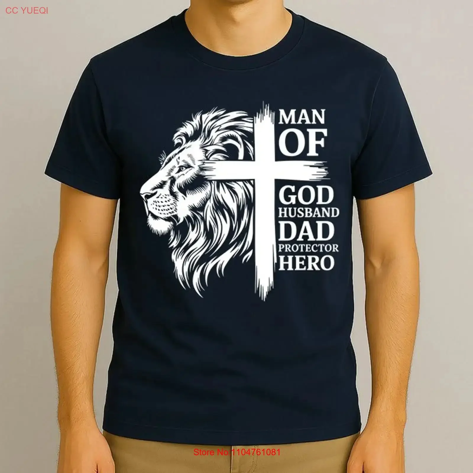 Man Of God Husband Daddy Protector Hero Dad Lion Jesus Cross T Shirt vintage Washed Unisex Comfortable Versatile fashion Soft