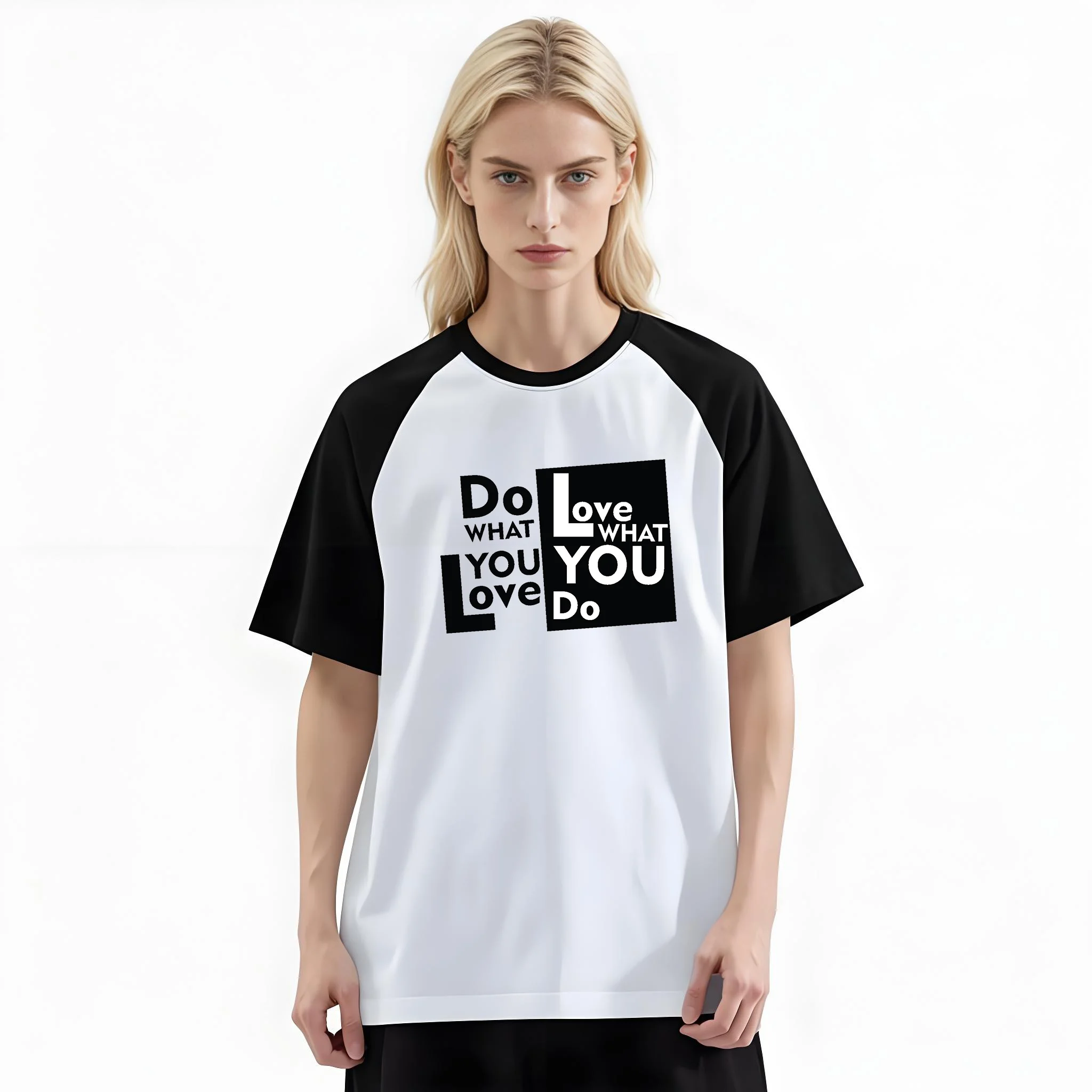 Women'S Fashion Raglan Sleeve T-Shirt, Do What You Love Typography Printed, Summer Casual Comfortable Tee, Women'S Everyday Short-Sleeve Top