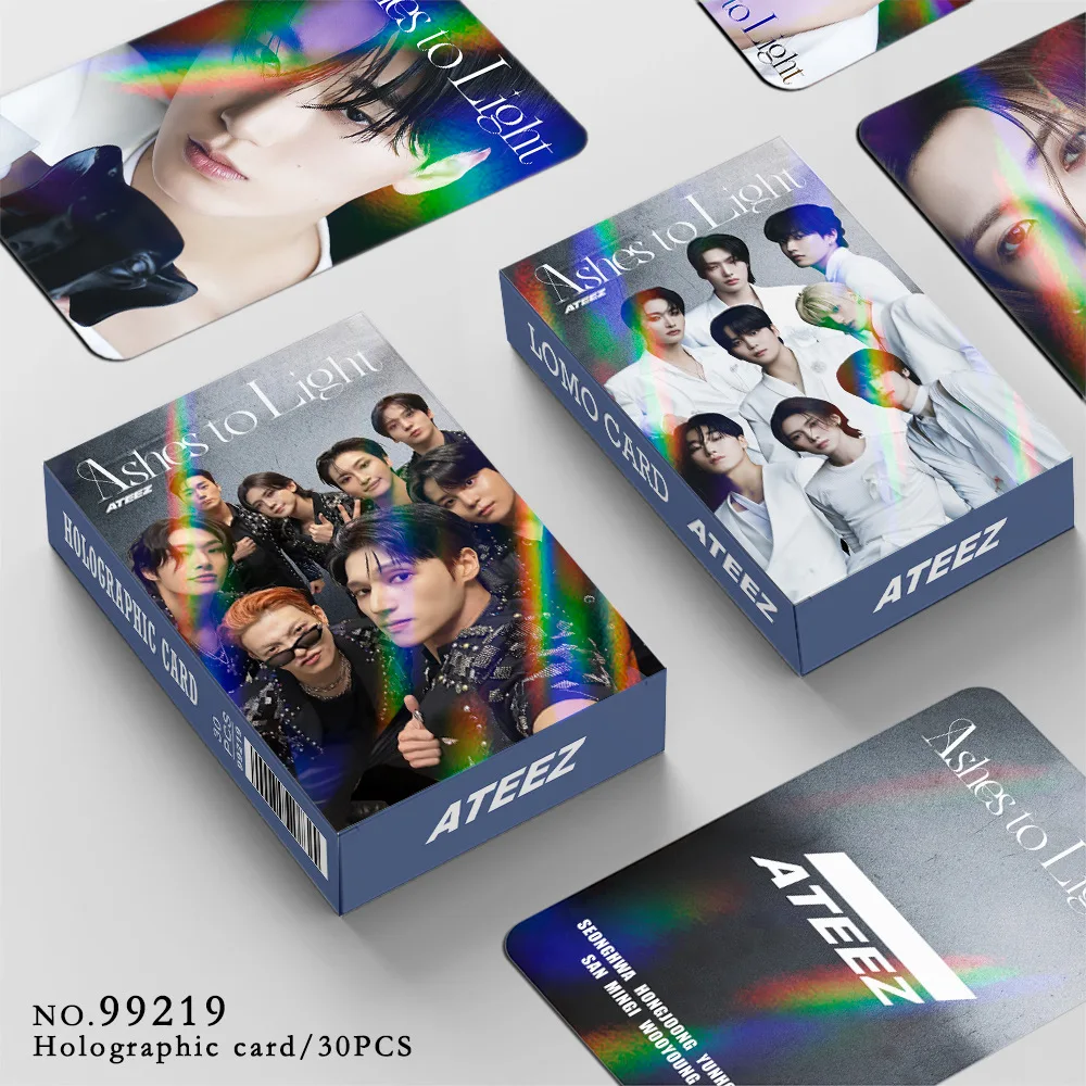 อัลบั้มการ์ดเลเซอร์ Ateez 30 ชิ้น/ชุด โปสการ์ด Ashes To Light โปสการ์ดวอยอง ซองฮวา ของขวัญสุดโปรดสำหรับสาวๆ